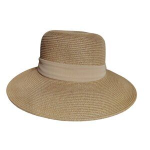 Sun n Sand Tan Beach Straw Hat, Nylon Ribbon, Adjustable, 8" Diameter Vacation